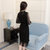 莉菲姿 2017春新款韩版女装V领钉珠背心裙蕾丝连衣裙两件套(黑色 XL)第5张高清大图