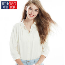BRIOSO 2015女式新款纯色七分袖雪纺棉衬衫 女雪纺衫(BXF001 L)