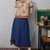 红裳女装 民族风棉麻蓝色下身半裙 夏季短裙复古文艺半裙 047L (721005)(蓝色 XL)第4张高清大图