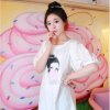 莎莱茜少女图案圆领中长款T恤韩版可爱短袖T恤XY00195(白色2)