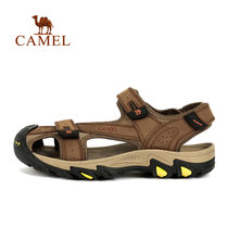 Camel/骆驼户外情侣沙滩鞋 男女款防滑耐磨魔术贴舒适凉鞋 A722309397/A72309610(中棕 38)
