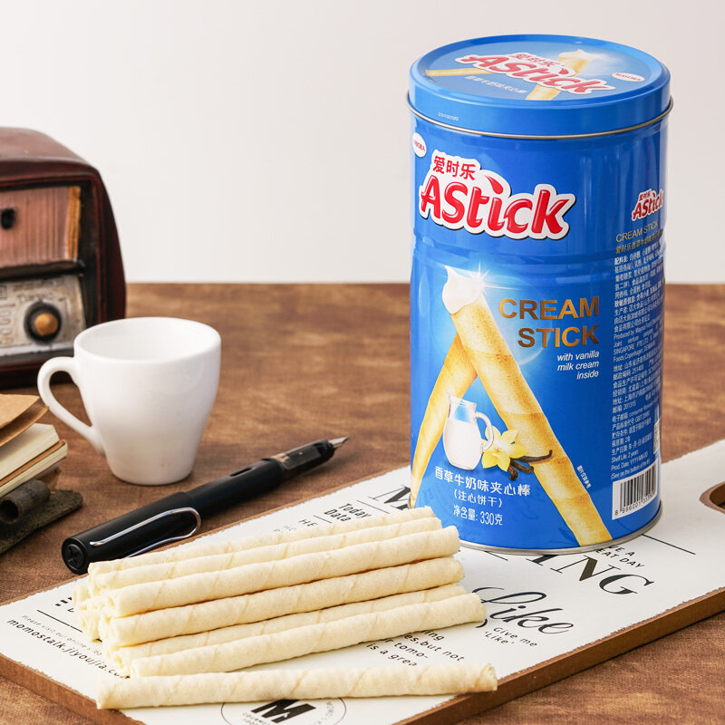 爱时乐香草牛奶味夹心棒330g 休闲零食