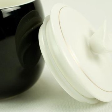 正品A1养生瓷时尚小罐 多彩陶瓷茶叶罐 礼品定制花茶茶叶罐 储物(纯黑)