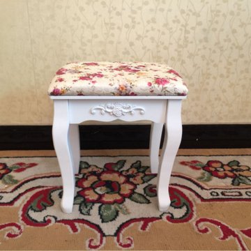 京好 欧式梳妆凳子 现代简约环保小碎花化妆凳古典创意布艺实木椅A71(金色面圆凳 散装发货)