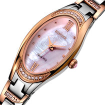 瑞士宾格（BINGER）手表女表时尚水钻女表防水精钢新款女士手表薄款瑰丽系列贝壳面(间玫)