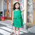 夏季新品女童棉麻连衣裙韩版棉质休闲居家外穿公主裙子(100 绿色)第2张高清大图