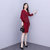 亿梦诗 红色针织连衣裙2021年春季新款收腰设计感气质礼服裙洋气高端轻奢ET628(红色 XL)第5张高清大图