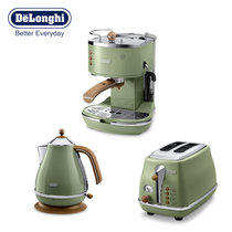 意大利德龙（Delonghi）ECO310泵压式 咖啡机 多士炉 电水壶 不锈钢 复古系列三件套(银色)