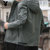 外套男士2021春秋季新款潮流休闲工装上衣服秋装冬季男装连帽夹克   BSD6617(绿色 XL)第4张高清大图