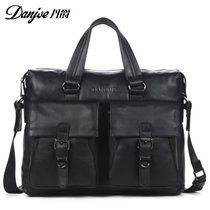 Danjue/丹爵 牛皮 电脑包 手提包 公文包 商务包 时尚男包 男式包 D8102-1(黑色)