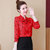 春季上衣衬衫2022新款洋气韩版宽松长袖女装打底衫女(红色（长袖） M95-105斤)第2张高清大图