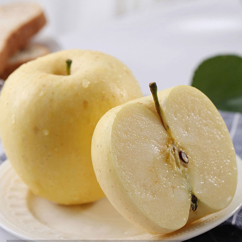 国美真选烟台黄金奶油富士苹果6枚果径80mm实惠装脆甜多汁香甜爽口