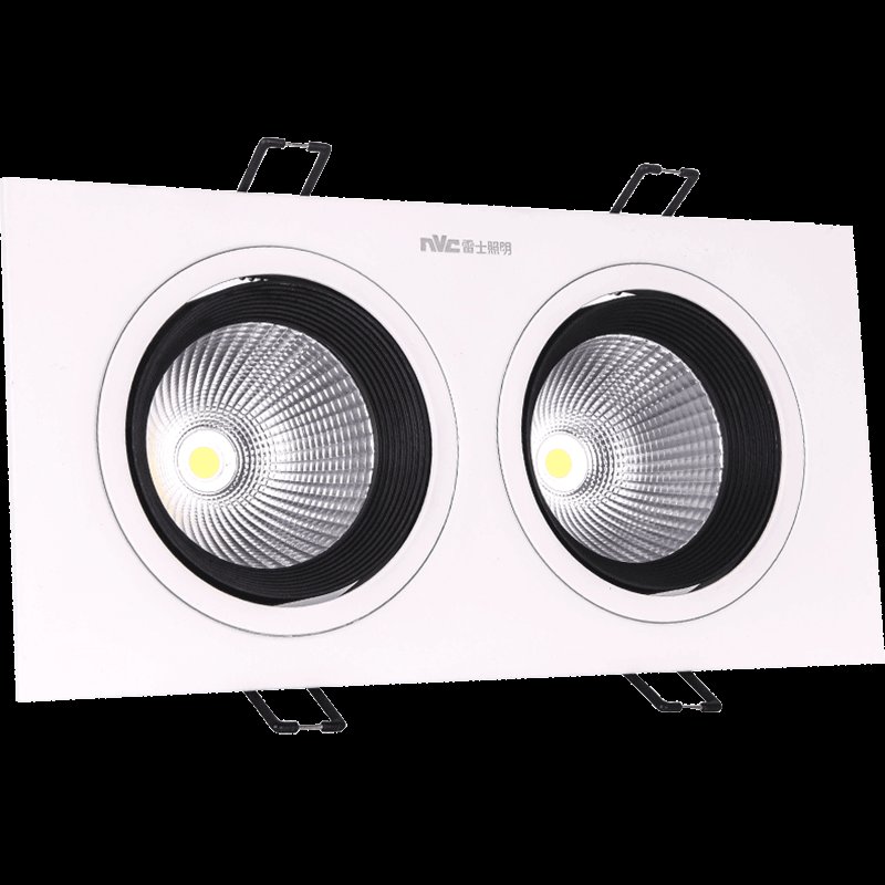 雷士照明led斗胆射灯cob单头双头筒射灯方形格栅射灯嵌入式无主灯双头