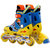 美洲狮（COUGAR）MS835LSG闪光儿童溜冰鞋全套装 可调成人直排轮滑鞋旱冰鞋滑冰鞋(蓝黄套装 L码38-41码可调)第2张高清大图