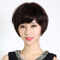 美元素假发 女 气质型真发时尚短发型 女士假发套mr027(n2手织顶心自然黑)