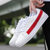 卡郎琪 小白鞋男士2018夏季新款透气运动板鞋 韩版百搭白色鞋子休闲板鞋白鞋帆布鞋(XD-123白红色 43)第2张高清大图