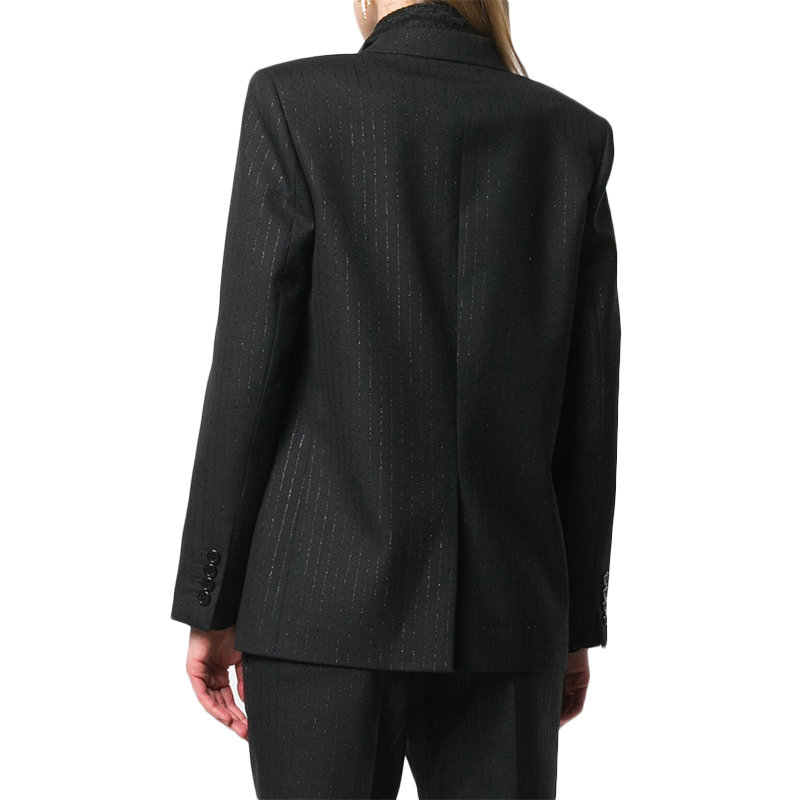 ysl女士黑色条纹刺绣西装外套567283y786u100036黑时尚百搭