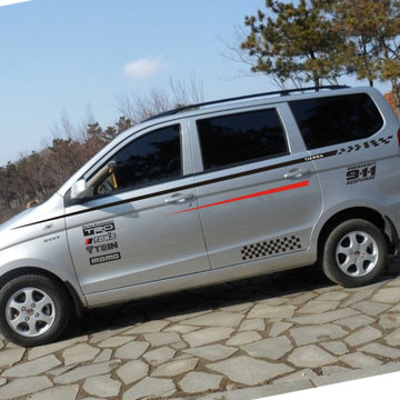 贴 汽车装饰贴 宏光v车身贴纸 个性改装车身拉花 彩贴(b款 银色车贴纸