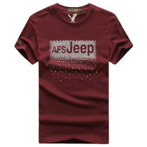 6235夏装新款战地吉普AFS JEEP纯棉圆领短袖polo衫 男士半袖T恤衫(红色 3XL)
