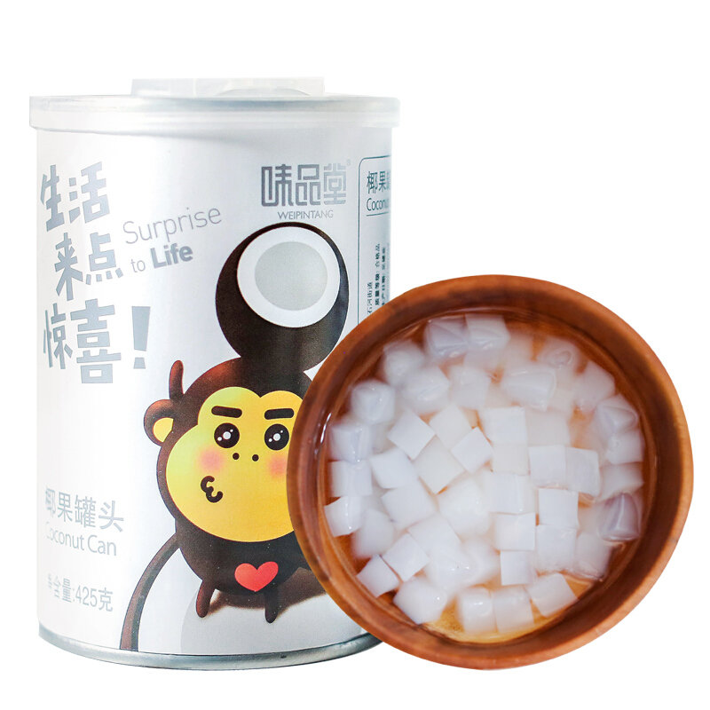 味品堂椰果罐头425g6水果罐头办公室休闲零食无防腐无色素方便速食