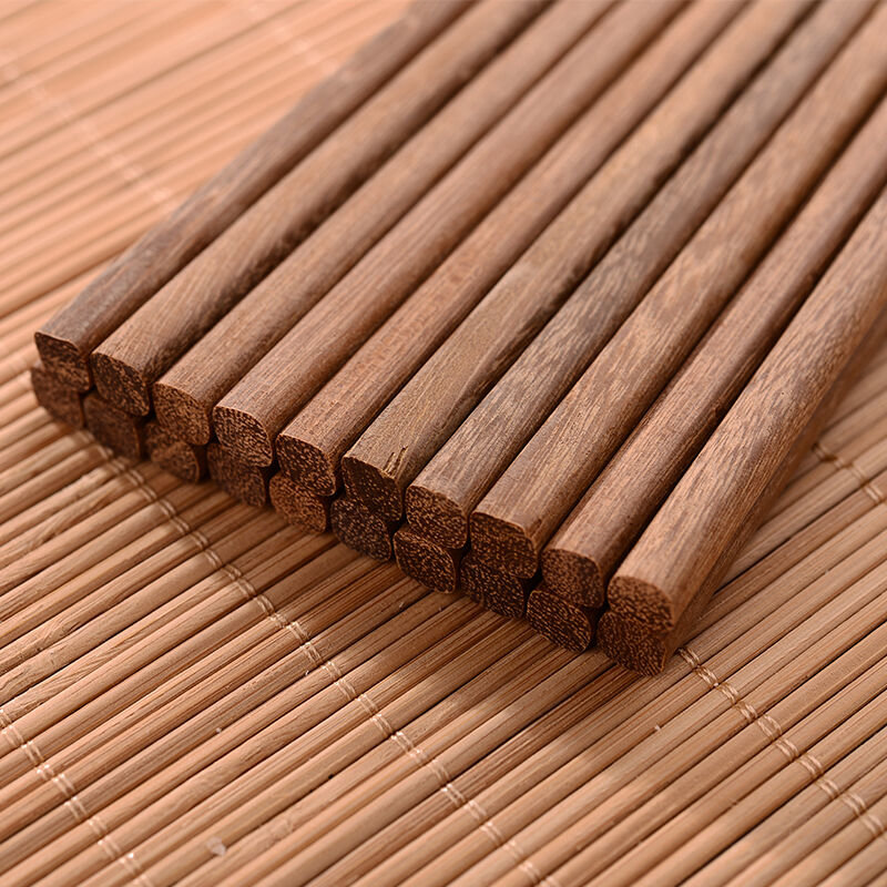 思柏飞 坤甸木平顶款筷子无漆无蜡中式实木快子家用防滑家庭装10双