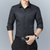夏季男士长袖衬衫男长袖修身男士衬衫韩版青年纯色衬衣男(藏青 43/4XL)第3张高清大图
