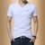 男士短袖T恤V领纯棉夏季韩版潮流男装半袖学生衣服修身体恤打底衫(白色 XXXL)第4张高清大图