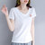 莫代尔短袖t恤女士2021年新款夏季短款女装v领上衣纯棉薄款t桖衫(白色 S)第3张高清大图
