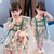 女童连衣裙夏装2021新款儿童韩版洋气印花雪纺裙小女孩短袖裙子潮(绿色 100)第2张高清大图