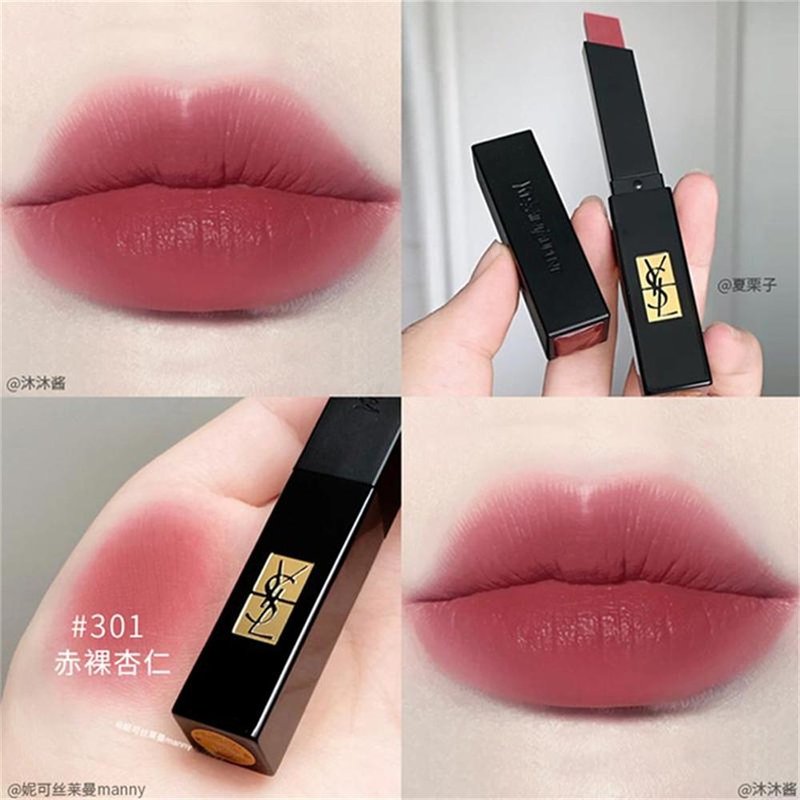 圣罗兰ysl小黑条唇膏细管哑光雾面哑光不沾杯显白
