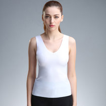 夏季女士打底背心无痕一片式随意裁UV领两穿超薄性感打底内衣短款(白色 160(M))