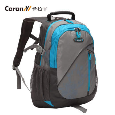 卡拉羊14寸电脑包书包运动背包男女休闲超轻防水双肩包C5436(粉蓝)