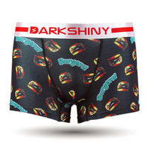 DarkShiny 缤纷夏威夷风 卡哇伊汉堡王 男式平角内裤「MBON57」(黑色 L)