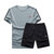 运动套装男式夏季休闲跑步健身短袖短裤 吸湿速干t恤五分裤运动服 LTZ01(黑色 M)第5张高清大图