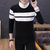 冲锋道  男士2019春季新款针织衫假两件套毛衣 男衬衫领青年韩版圆领长袖条纹毛衣外衣QCC126-1-831(黑色 XL)第2张高清大图