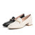 森达2021春季新品商场同款通勤石头纹羊皮革女皮单鞋3RT02AM1(米白 34)第7张高清大图