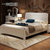 一米色彩 全实木床 现代简约中式双人橡木主卧床(海棠色 1.8米床+2床头柜+床垫)第2张高清大图