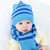 婴儿帽子0秋冬3天小孩条纹毛线帽6-12个月宝宝帽子1-2岁儿童男女(红色)第4张高清大图