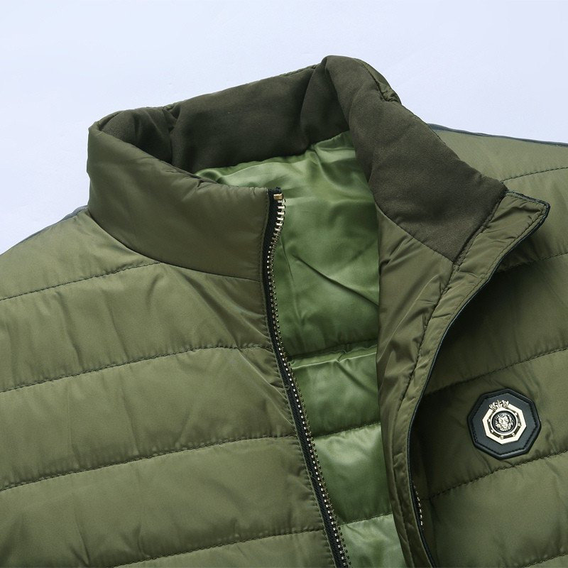 凯德申男士商务休闲时尚立领休闲纯色男士轻薄羽绒服桔色175l