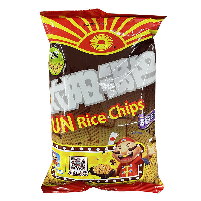 太阳豆香锅巴130g4袋孜然麻辣香辣五香牛肉多口味膨化休闲零食80后