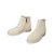 森达2021冬季新款商场同款简约时尚粗跟舒适休闲女短皮靴4AJ01DD1(米白 34)第3张高清大图