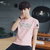森雷司夏季男装T恤衫修身夏天衣服韩版潮流男士短袖T恤(粉色 XL)第3张高清大图