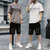 卡郎琪 男士短袖t恤夏季2020新款潮流一套搭配休闲运动套装宽松帅气衣服五分裤短裤(KXP-T212S205深灰 XXL)第5张高清大图