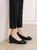 女士皮鞋真皮坡跟单鞋春季2022年新款中跟瓢鞋黑色久站不累工作鞋(40 黑色/5722(跟高4.5cm))第5张高清大图