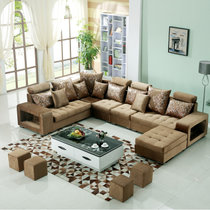 紫茉莉沙发布艺沙发大户型沙发简约现代客厅三人转角布艺沙发(颜色请下单 备注 三件套送地毯)