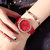 香港古欧GUOU女士手表石英表时尚潮流女款手表学生表皮带表腕表(红色 皮带)第3张高清大图