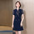 MISS LISA时尚蝴蝶结中长款连衣裙女式职业装工装裙YR5058(蓝色 M)第4张高清大图