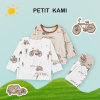 Petitkami2021秋冬婴童地图印花圆领分体长袖长裤套装(80 白色套装)
