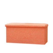 麻布收纳箱换鞋凳折叠凳沙发收纳箱储物箱(长款橘色FS2109)