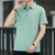 短袖t恤男2021新款夏季中青年有带领半袖纯色翻领polo衫品质上衣潮(浅绿色 XXL)第3张高清大图